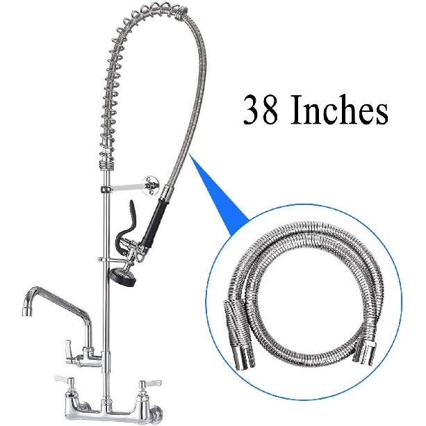 COOLWEST 38 Inch Flexible Stainless Steel Hose Replacement Kit for All Brand Commercial Pre-Rinse Kitchen Sink Faucet (96CM 38")