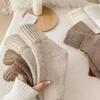 5pairs Women Winter Socks Warm Thick Knit Soft Vintage Casual Crew Socks Fuzzy Socks Knitted Socks For Women