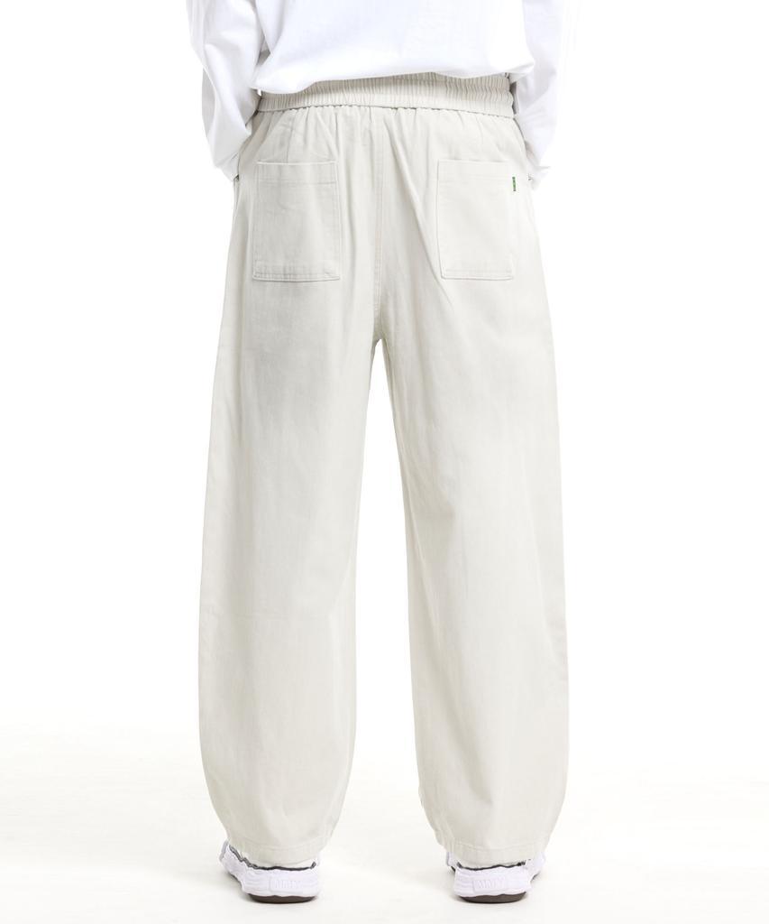 CREAM SODA LAB Front Catbrush Washed Cotton Elastic Waist Pants Ivory
