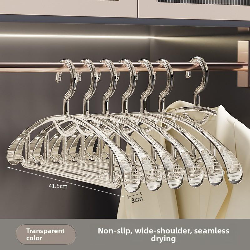 Transparent, Traceless, Stackable Clothes Drying Rack, Anti-shoulder Corner Plastic Clothes Hanger, Wide-shoulder Anti-slip Clothes Support
