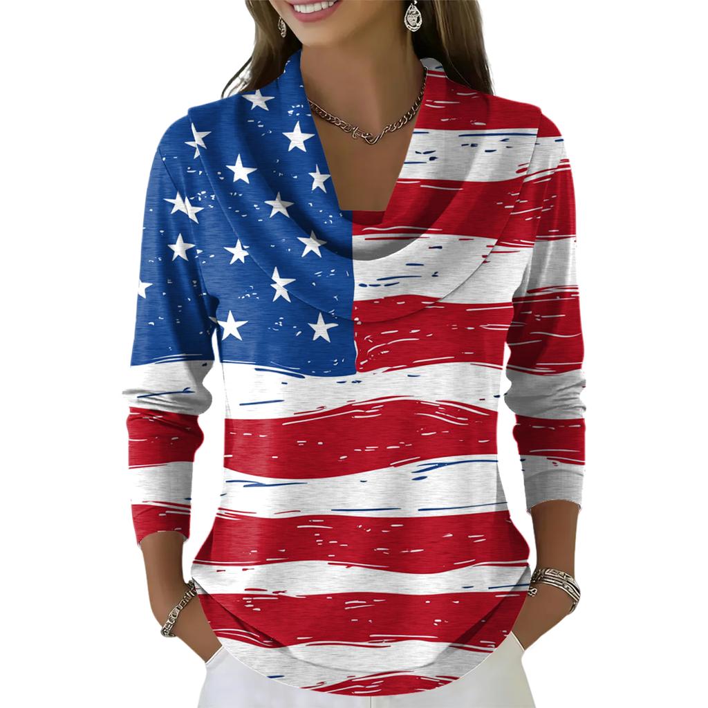 Dámský ležérní a módní svetr s dlouhým rukávem a potiskem, kulatým výstřihem