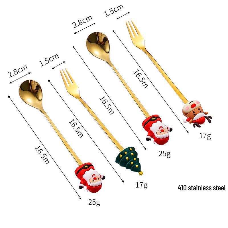 Stainless Steel Christmas Cutlery Set: Cute Spoon, Fork, and Stirring Spoon for Coffee & Fruit
