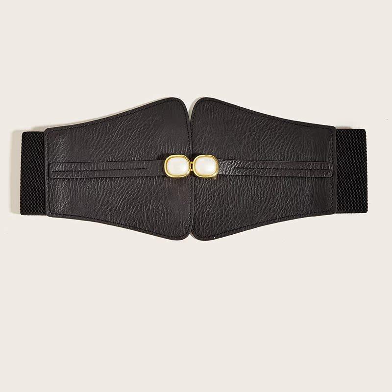 Simulation Fashion Gemstone Decoration Women Black Elastic Belt For Daily Use