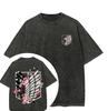 Attack on Titan Anime Printed Tshirt Mens and Womens Washed Tshirt High Quality Vintage Cotton Tshirt Harajuku YK Tops