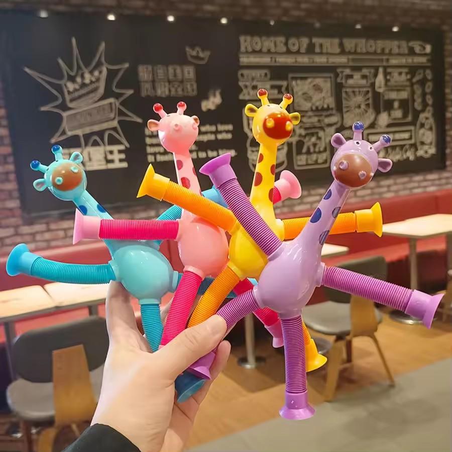 Suction Cup Giraffe Toys and Pull Tube Toys are Perfect for Relieving Stress and are Ideal Travel Toys and Gifts for Cars