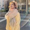 Soft Knitted Wool Scarf Polyester Long Neckscarf with Tassel Gifts Classic Plaid Scarf  Couple