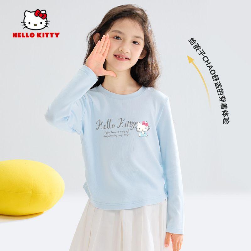 Hello Kitty Girls' Autumn Outfit Set, Stylish Children's Autumn Clothes, Long-Sleeved T-Shirt and Skirt for Older Girls, Trendy