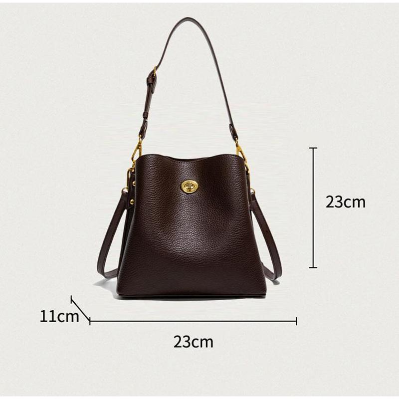 Luxury Bucket Bag Luxury Leather Material Classic Turn-lock Closure Minimalist Design Work Shopping Versatile Handbag For Women