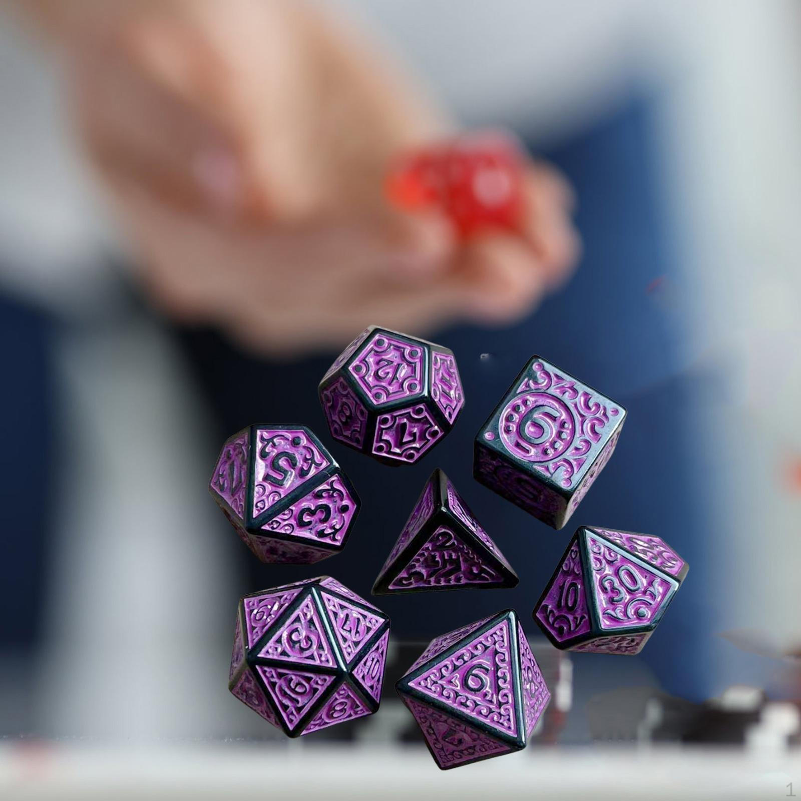 

of 7 Unique Polyhedral Dice for Gaming and Education Purple