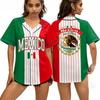 Women Baseball Jersey Shirt Short Sleeve Button Down Top with Mexico Letter Print Loose Fit Casual Style Sportswear
