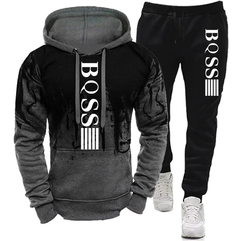 Men's Hoodies for Men Clothing Splash Ink Sweatshirt Suit Man Tracksuit Pant Sets New in Hoodies & Sweatshirts Sports Suits Set