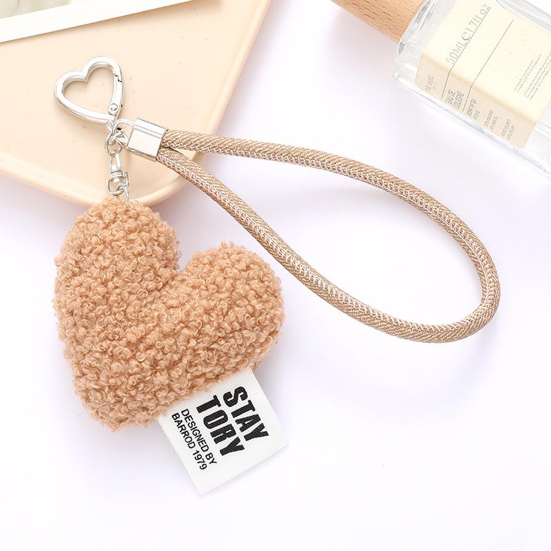

Autumn and winter new plush love bag pendant mobile phone case keychain accessories colored peach heart mobile phone lanyard хакі