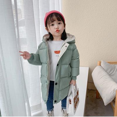 Children's Medium and Long Cotton Clothes Boys and Girls Winter Warm Jacket Hooded
