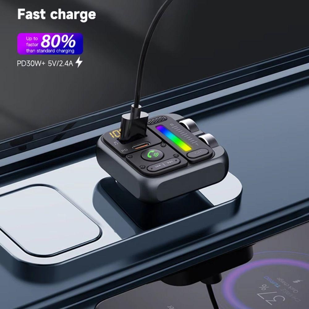 

5V/2.4A Bluetooth 5.3 FM Transmitter Digital Display Car Charger Power Adapter MP3 Music Player