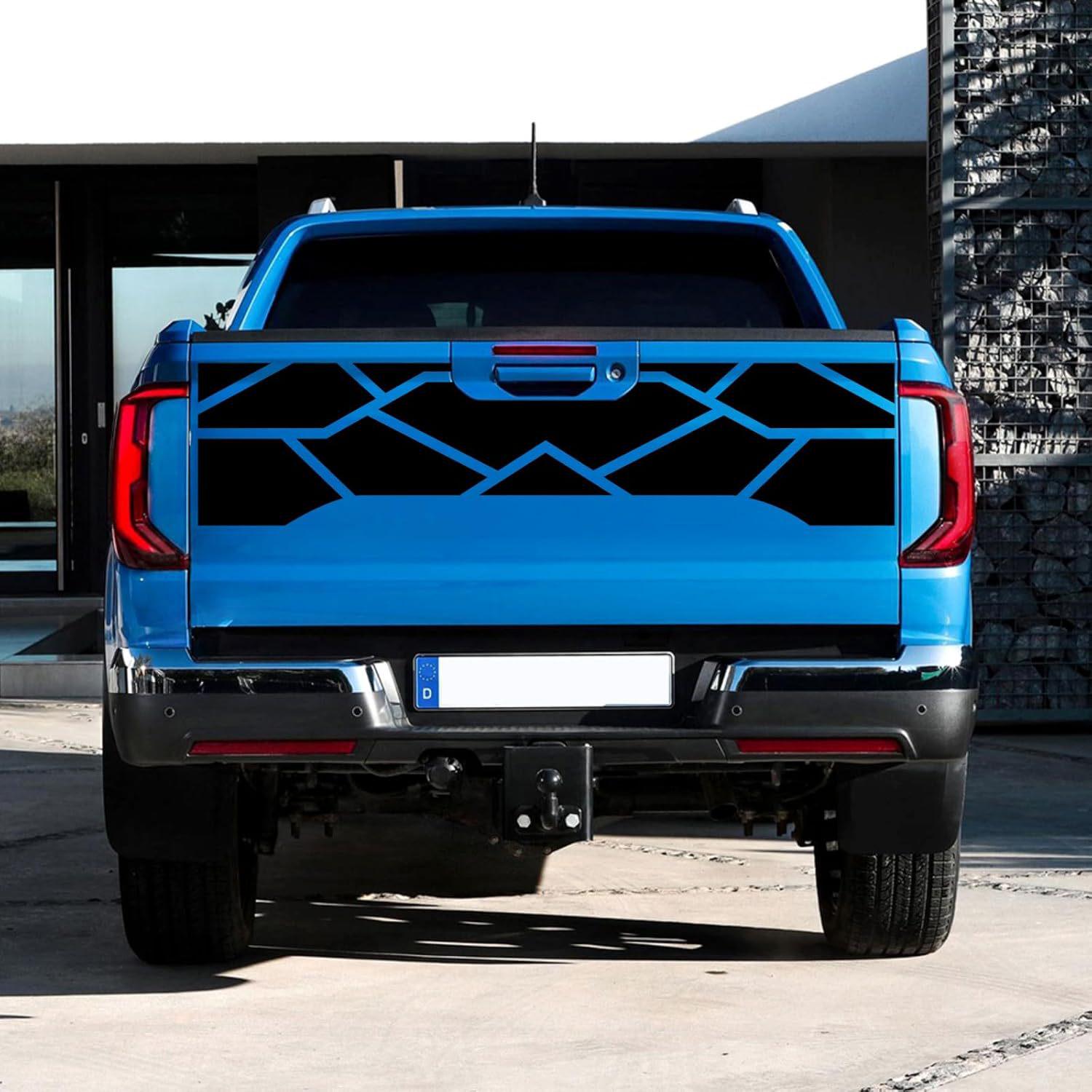 Cyberpunk Grid Sticker for Pickup Truck Rear Door белый