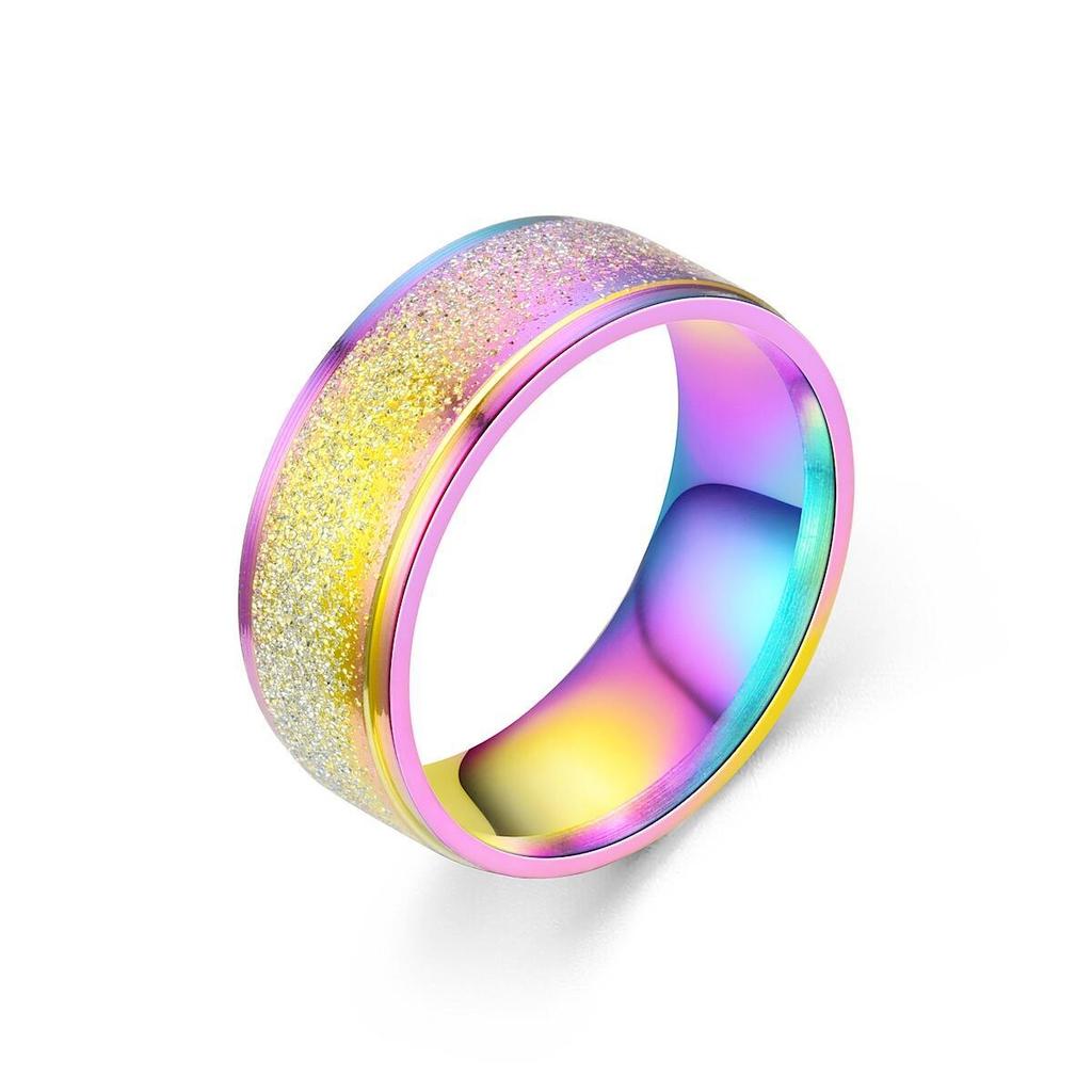 Europe and the United States popular fashion titanium steel matte ring women's popular simple plain ring couple ring cross-border