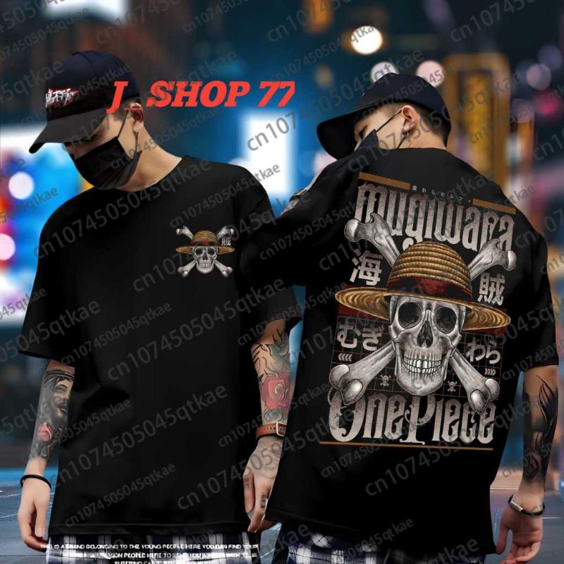 ONE PIECE Joint Short-sleeved T-shirt Luffy Gear5 Print Cotton Tee Men's Women Oversize Fashion Bandai Cosplay Tshirt Kid/Adult