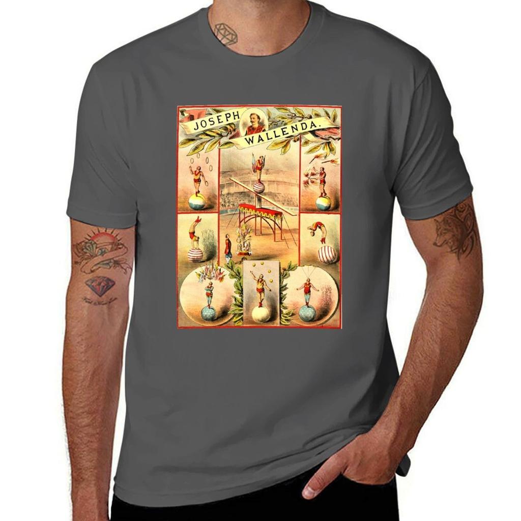 Circus Joseph Wallenda Highwire Aerialist 1884 Circus Poster Tshirt Big Size Daily Wear Tshirt