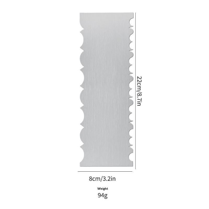 Stainless Steel Cake Smoother Scraper With Double Sawtooth Edge And Rust Resistant Surface Perfect For Home Baking Cake