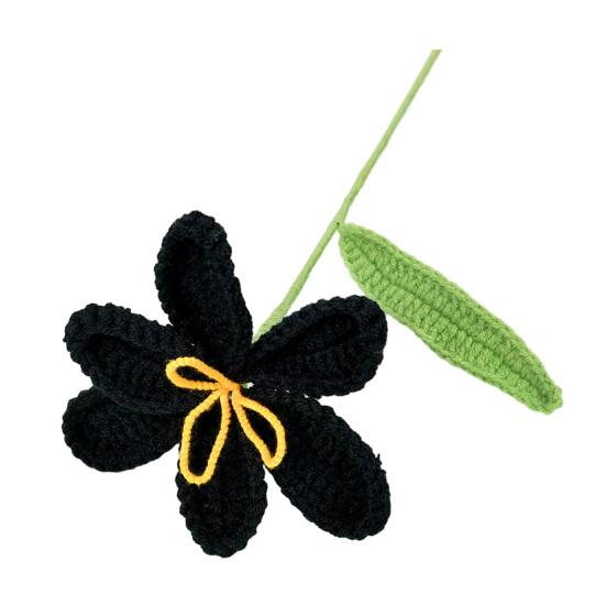 Gehäkelte Tulpe mit Stiel Blatt Handgefertigt Strickblume Ornament Garn Florale Dekoration Muttertag Geburtstag Weihnachtsgeschenk