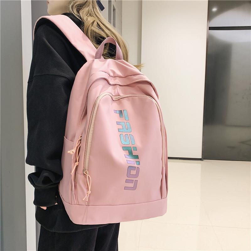 Simple Color Solid Letter Pattern Student Backpack For School And Use Daily