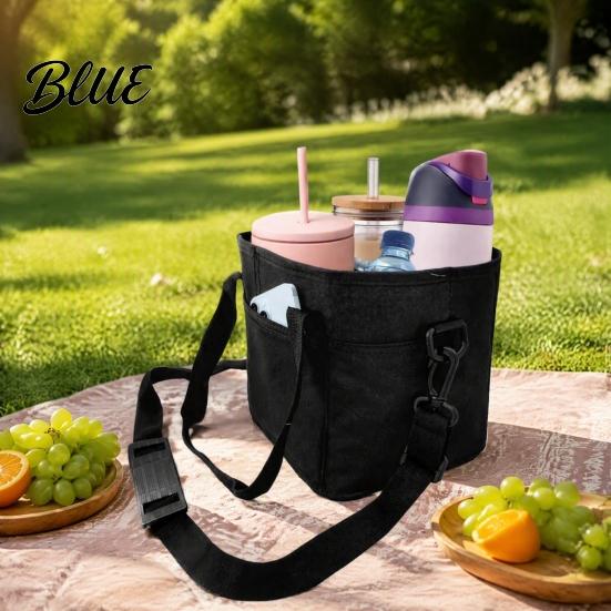 Stable Drink Caddy for Road Trips Beverage Pouch with Adjustable Strap Reusable Waterproof 4 Cup Carrier Heavy Duty Tray Cups Holder Foldable