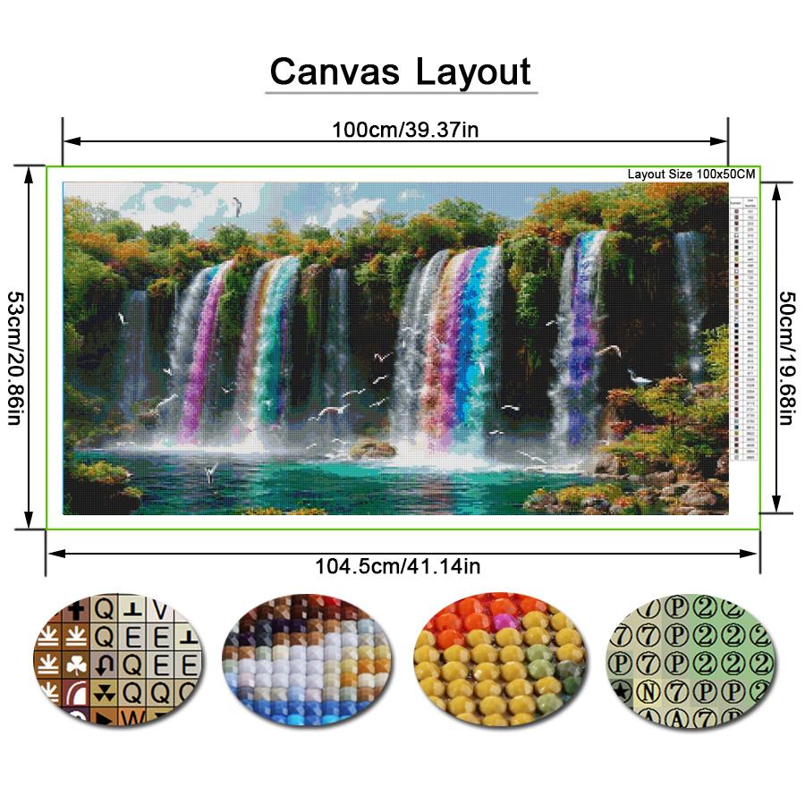Diamant Mosaik Regenbogen Wasserfall Landschaft Großformat DIY Diamantmalerei Vollbohrer Landschaft Schmuck Kreuzstich Bild Wanddekor