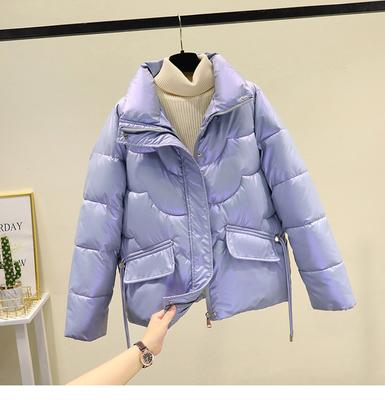XL Glossy Down Clothes for Women's Winter New Thickened Short Jackets Loose Stand-up Collar Jackets