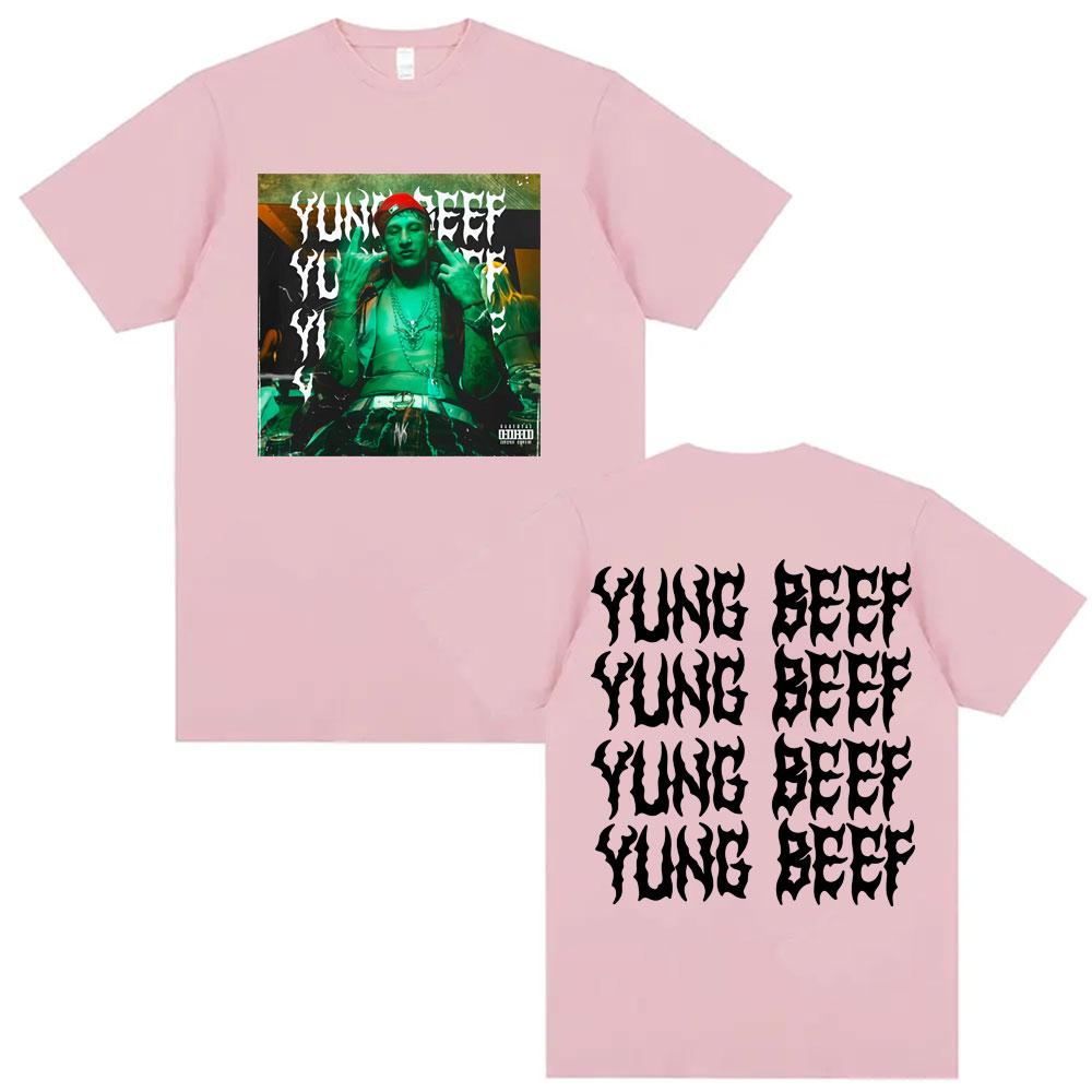 Rapper Yung Beef Album Double Sided Print Tshirts for Men Harajuku Hip Hop Summer Style Shirt High Quality Loose Cotton Tshirt