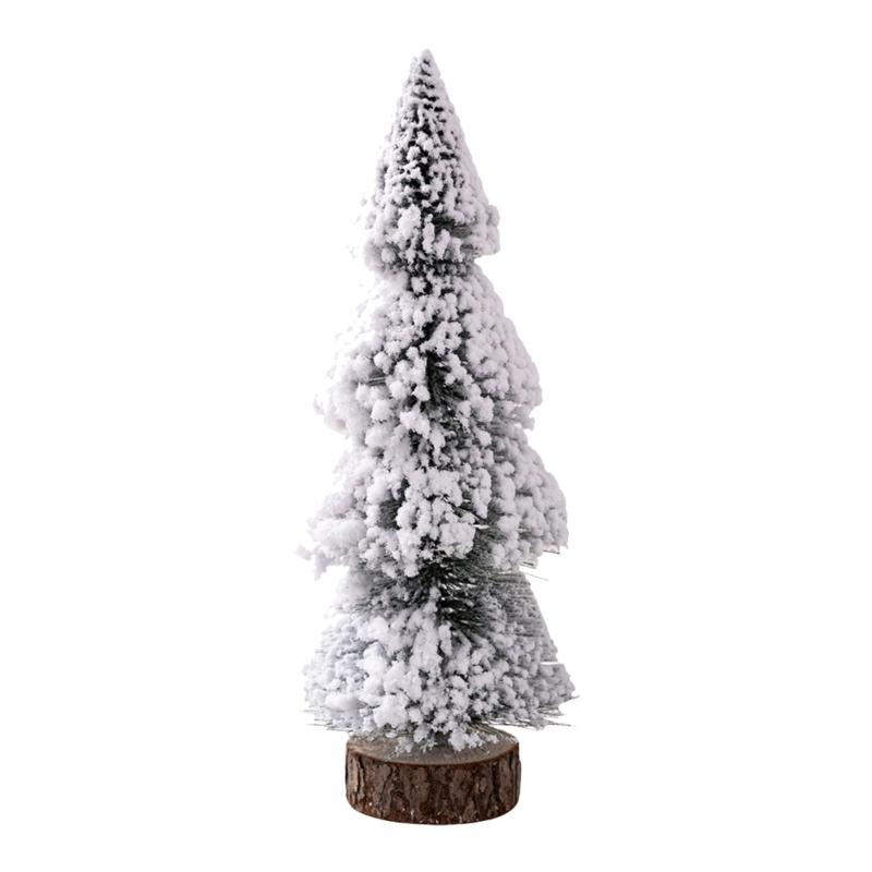 Christmas Tree Ornaments Small Decorative Snow Pine Tree with Base Party Supplies for Home Holiday Desktop Decoration