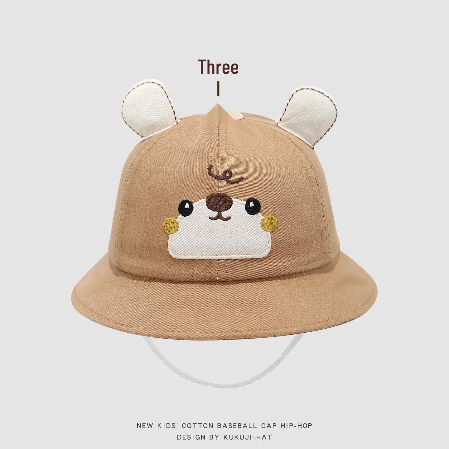 Unisex Baby Bear Bucket Hat - Cute, Adorable Spring & Autumn Sun Protection 50cm Hat Circumference хаки