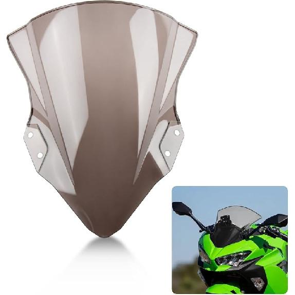 Windshield Windscreen Double Bubble for Ninja 400 EX400 250 2018 2019 2020 2021 2022 2023 (Black)