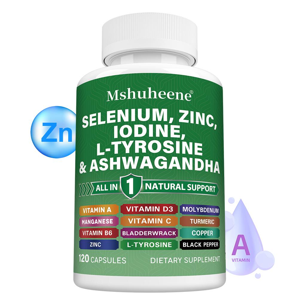 Integratore per la tiroide con iodio e zinco per supportare la salute immunitaria, 120 capsule.