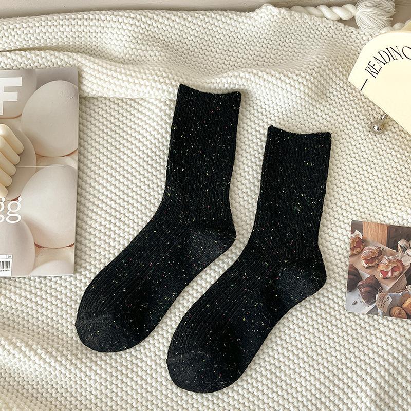 Warm and Thick Woolen Socks for Autumn and Winter, Versatile and Sweet Solid-colored Pile Socks for Women