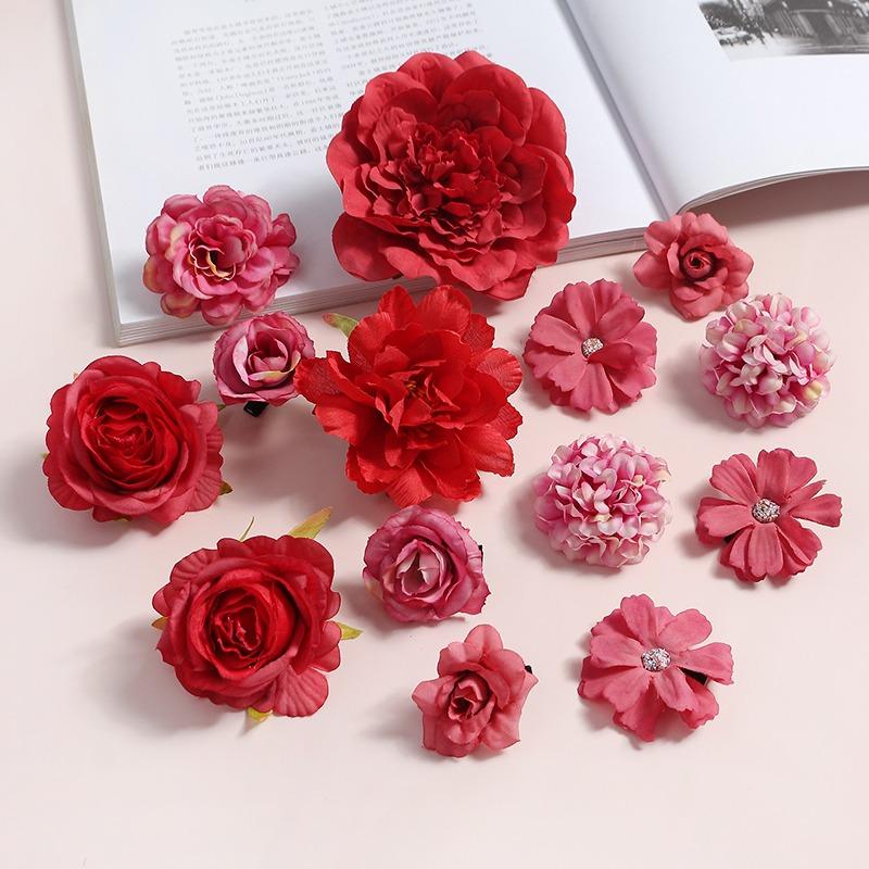 Mixed Rose Artificial Flowers Silk Fake Flowers Heads for Room Home Decor Wedding Decoration DIY Craft Garland Gifts Accessories