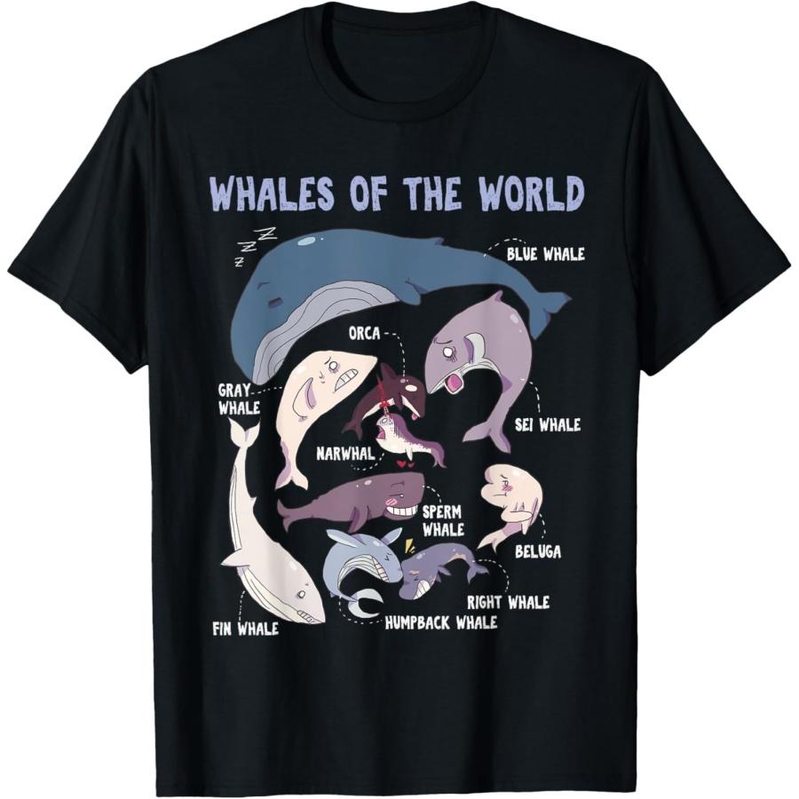 

Whales Of The World Educational Ocean Mammals Guide T-Shirt XXXXXL чёрный
