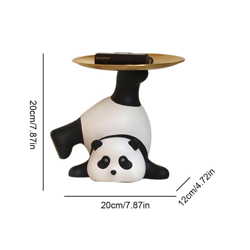 Lovely Resin Panda Storage Tray Key Holder Bowl Panda Sculpture Candy Jewelry Earrings Tray Panda Statue Entryway Table Decor