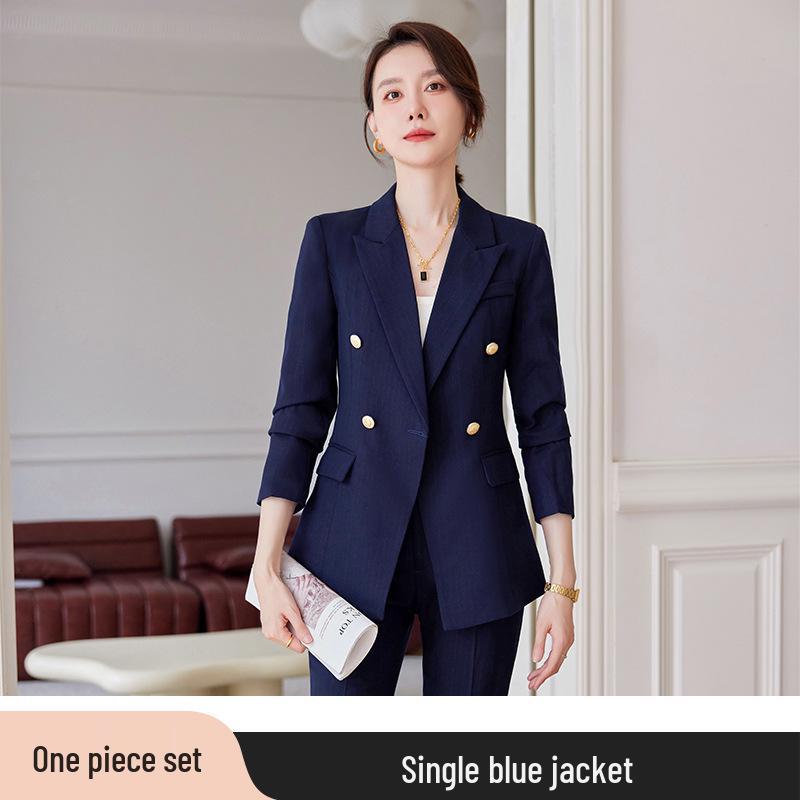 Women's Professional Black Suit Set for Interviews and Work - Formal Spring/Autumn Style
