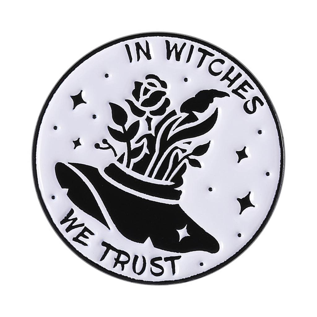 Witch Brooch Gothic Enamel Pin Punk Styles Black Cats Designs Jewelry Accessory For Halloween Outfit Decoration