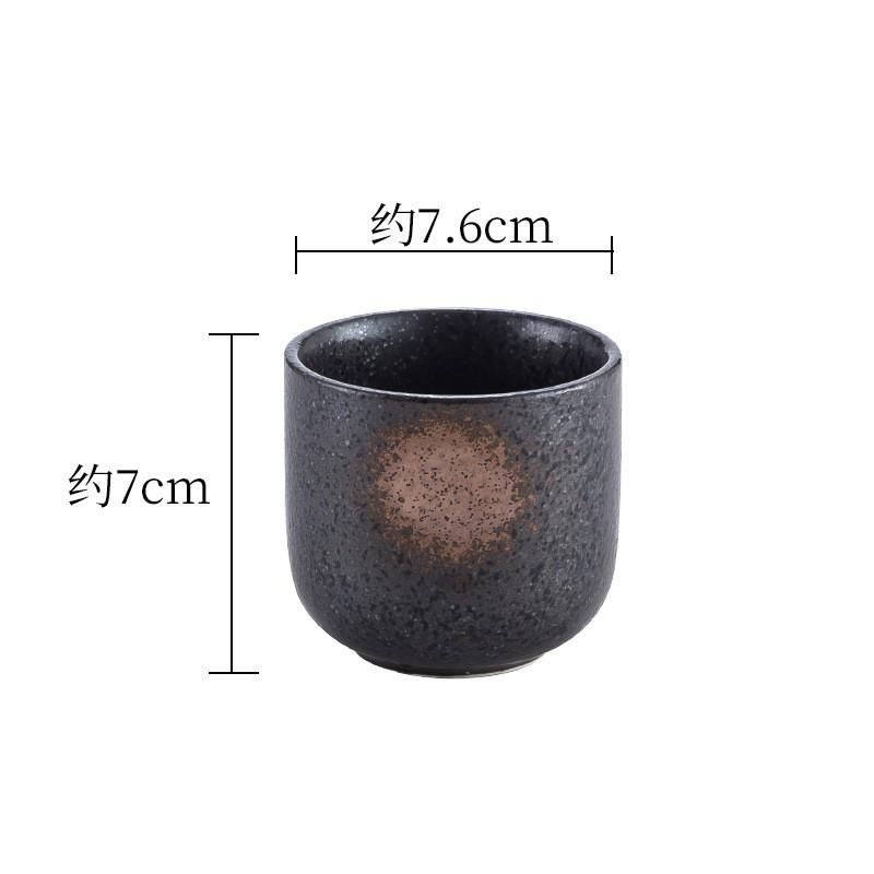 Japanese Style Ceramic Tea Cup Retro Stoneware Coffee Mug Stackable Handmade 200ml Round Single-Layer