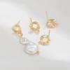 14K Gold-Filled Textured Square Stud Earrings with 925 Silver Posts & Jump Rings