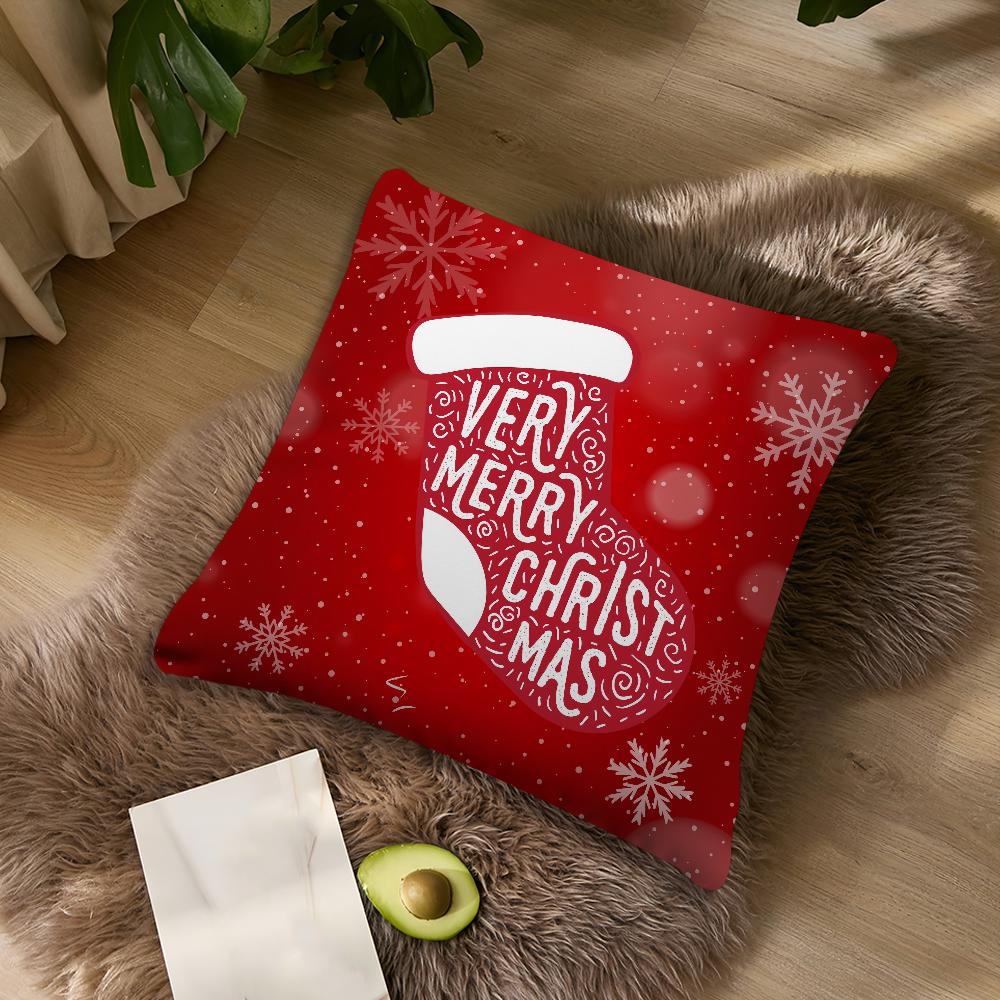Merry Christmas HO HO Santa Claus Cushion For Bedroom Car Coffee Shop Room Soft and Living Room Sofa Decorative Pillow Cover Cas