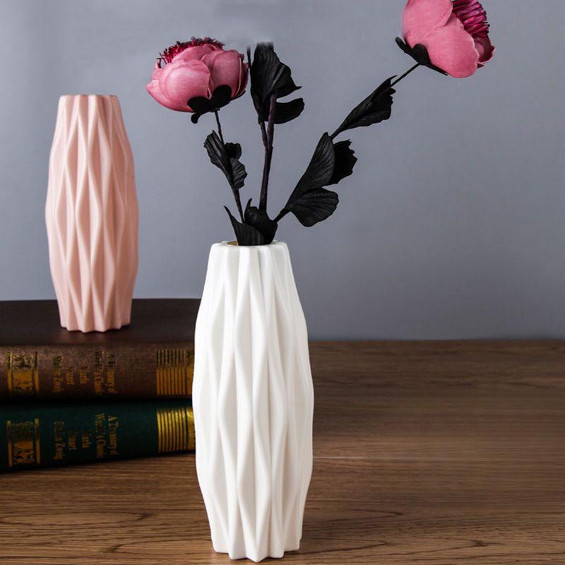 Flower Vase Decoration Home Plastic Vase White Imitation Ceramic Flower Pot