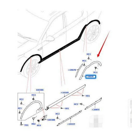 LR076036/LR076034 Rear Wheel Arch - Fits 2015 Land Rover Discovery Sport