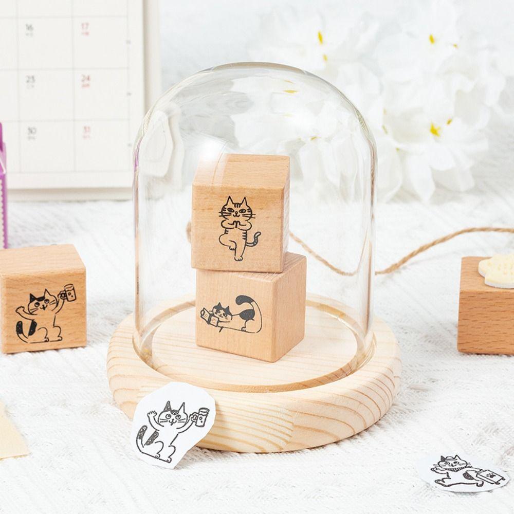 Cute Wooden Rubber Stamps Artistic Style Stationery Stamps  For DIY Card Photo Album Diary Decor