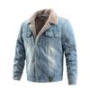 Herren Sherpa gefütterte Trucker Jacke Revers Baumwolle Cargo Jacke Lässig Knopf Militärjacke Warmer Herbst Winter Parka für Herren Cowboy Denim Jeansjacken