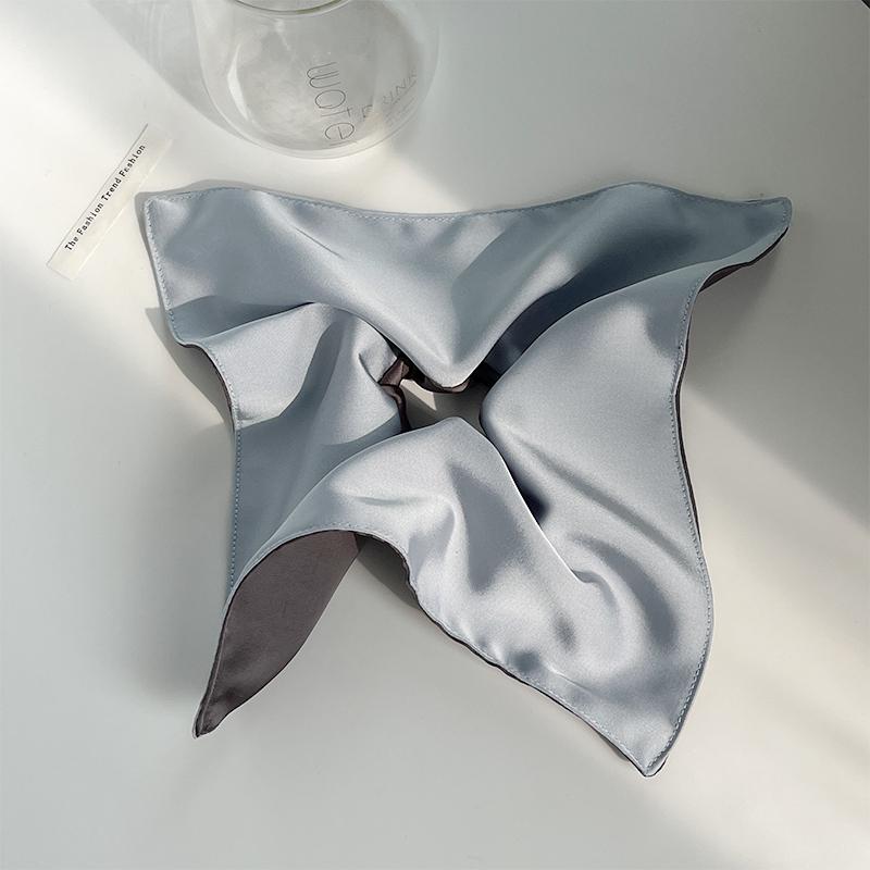 Two-Tone Satin Square Scarf Hair Tie: Fashionable Elastic Band for Women's Hair