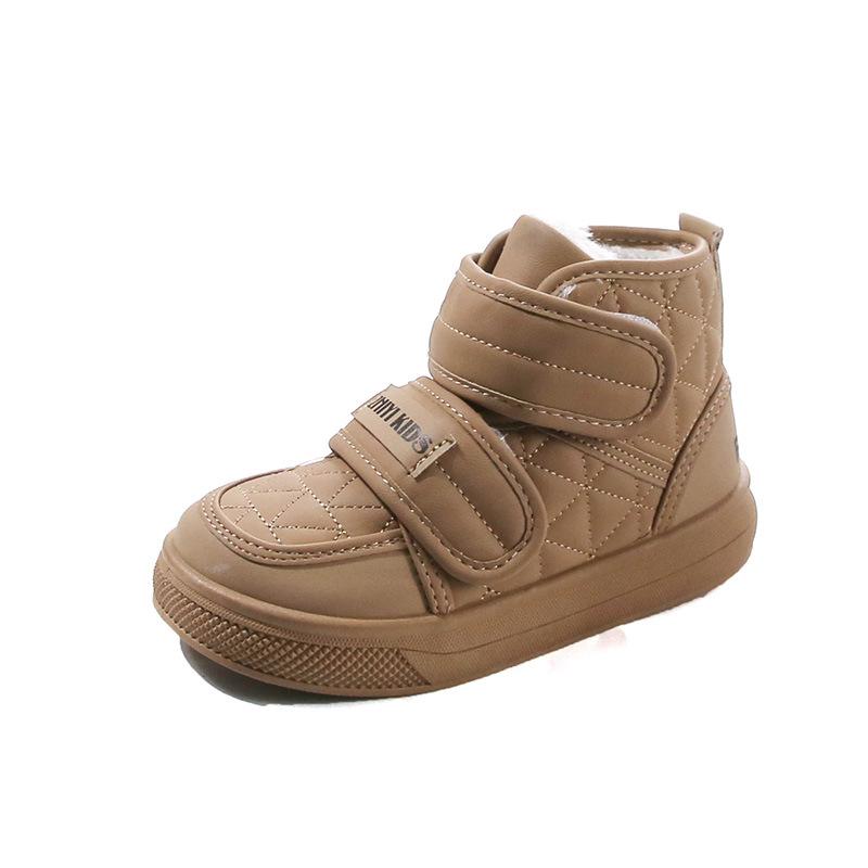 

Keep Warm Outddor Children Winter Snow Boots Geometry Pattern Warm Ankle Boot Girl Flat Fashion Cotton Shoes for Kids Boy H11151 26 хаки