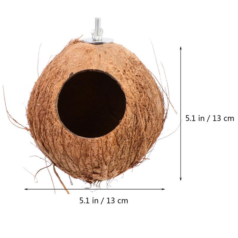 Nid d'Oiseau en Coque de Coco Marron Style Entrée Large Cabane à Oiseaux Lit Maison d'Oiseaux pour Jardin Balcon Extérieur Nid d'Oiseau