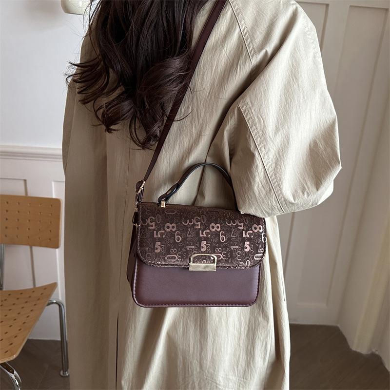 Small-scale Hand-held Small Square Bag Women's Bag, Digital Embossed Shoulder Bag, for Daily Commuting, Cross-body Bag